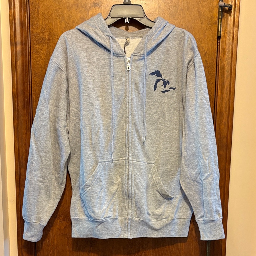 Momentum Gray Zip-Up Hoodie with Great Lakes Design